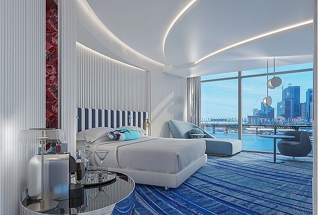The guestrooms (pictured) in the new W hotel come with a hefty price tag for an overnight stay