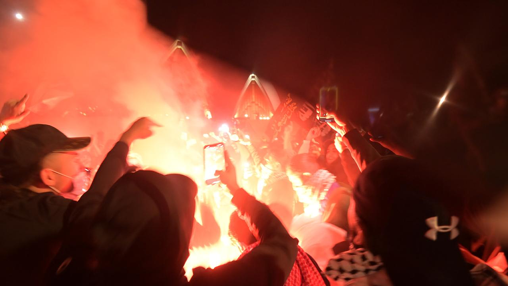 巴勒斯坦支持者冲击悉尼歌剧院！燃放烟雾弹，与警方发生冲突，高喊“去他妈的Albanese”（视频/组图） - 2