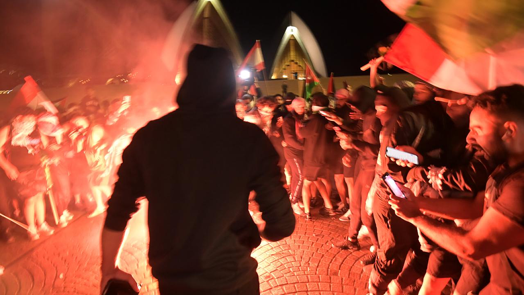 巴勒斯坦支持者冲击悉尼歌剧院！燃放烟雾弹，与警方发生冲突，高喊“去他妈的Albanese”（视频/组图） - 3