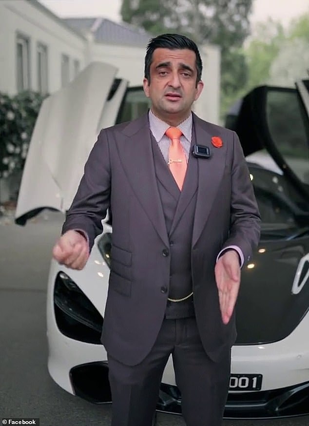 Khalid Sarwari (pictured), director of Only Estate Agents in Narre Warren, around 40km south-east of Melbourne's CBD, recently uploaded a video to social media to advertise a house he was selling in nearby Packenham with an asking price of $650,000 - while posing next to his $680,000 McLaren 720S