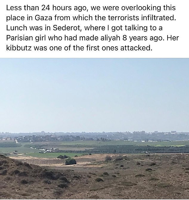 Brittany's mother Audrey posted a photo of Gaza just 24 hours before it became a warzone (pictured)