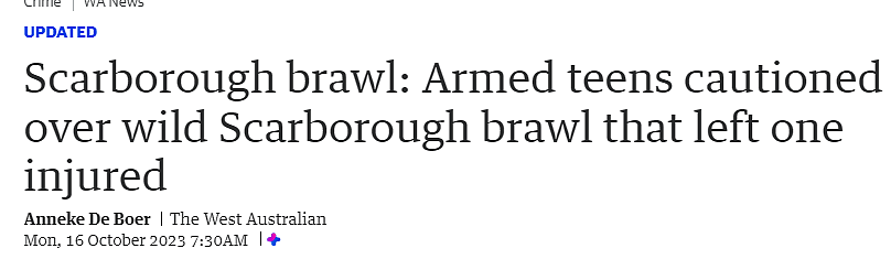 西澳发生大规模斗殴事件，有人挥舞菜刀，一少年不慎割伤自己（图） - 1