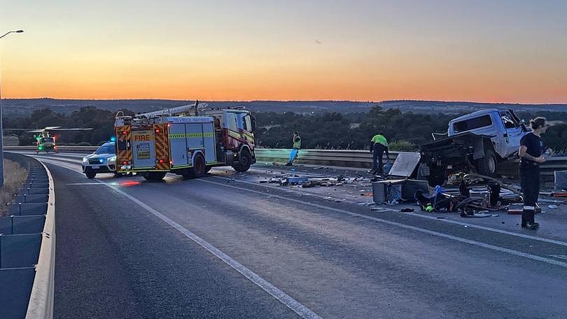Emergency services at the scene of a crash on Brand Highway near Muchea.