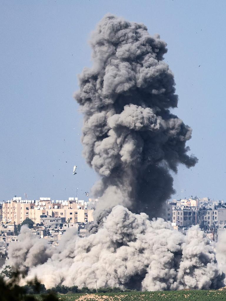 Smoke billows from the northern Gaza Strip. Picture: AFP