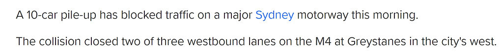悉尼M4发生10车连环相撞！事故导致周边区域严重拥堵（组图） - 2