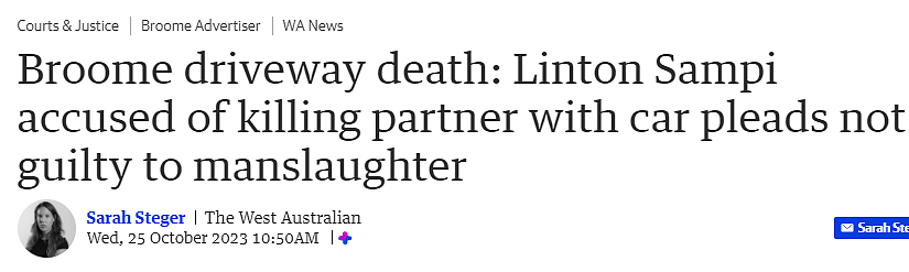 酒驾碾死妻子，孩子、家人都在现场，西澳男子拒不认罪（图） - 1