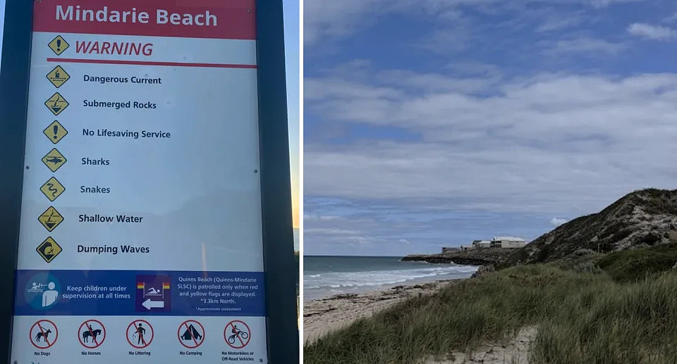 Mindarie Beach, in Perth's north, is trending online over its extensive list of hazards. Source: Reddit / Google Maps. 