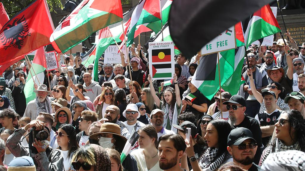 墨尔本爆发万人大游行！亲巴勒斯坦者持“攻击性标语牌”引愤怒，现场部署大量警力（视频/组图） - 2