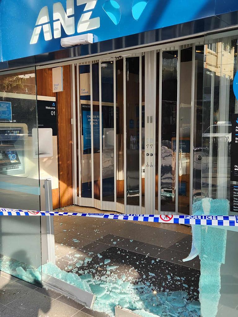 The glass panelling outside ANZ was smashed to pieces. Picture: Supplied