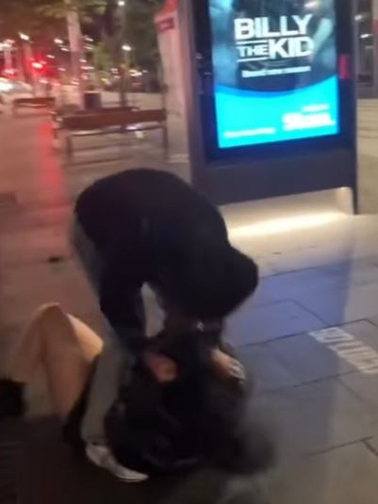 The woman was dragged to the ground near Town Hall. Picture: Instagram@degeneratehunting
