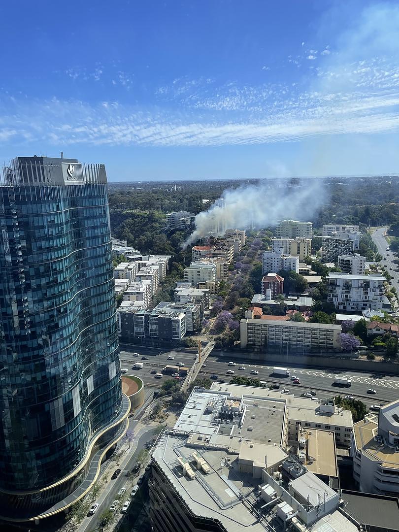 Big plumes of smoke can be seen near the raging fire. 