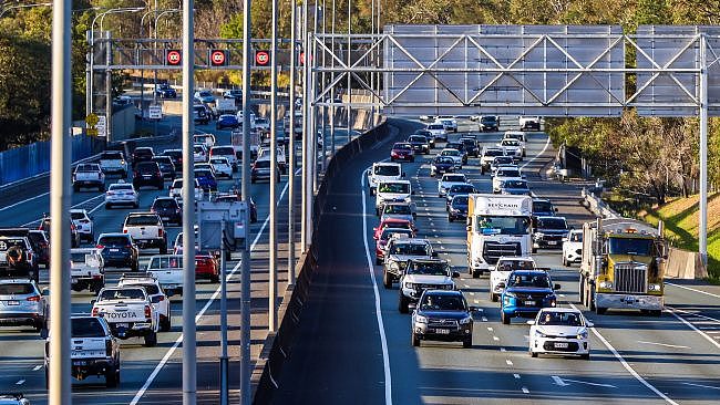 Traffic.
Traffic heading out of Brisbane on the Gateway towards the Gold Coast.
Picture: Nigel Hallett