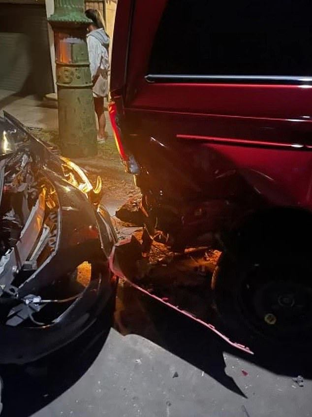 Expensive crash: Paris Ow-Yang's drunken 0.213 drive last month 'destroyed' her own $50,000 black Mercedes and a $150,000 Mercedes people mover parked on an exclusive Point Piper stree