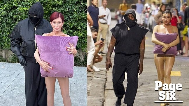Ozzy and Sharon Osbourne dress as Kanye West, Bianca Censori for Halloween — purple pillow and all