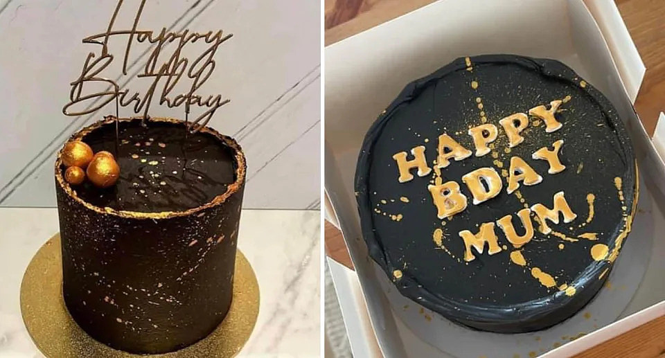 The cake the woman believed she was getting (left), and the one she received (right). Source: Facebook