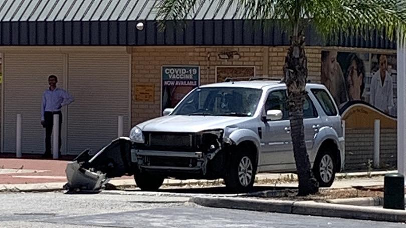 A woman has hit a gas main and an electrical pole outside Kiara Caltex in Morley / Eden hill.  Police confirmed the crash caused an explosion and a small scrub fire.