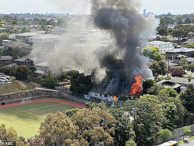 A huge fire has erupted in a house on Blair Street in Melbourne's Glen Waverly Subrub for the second time this year