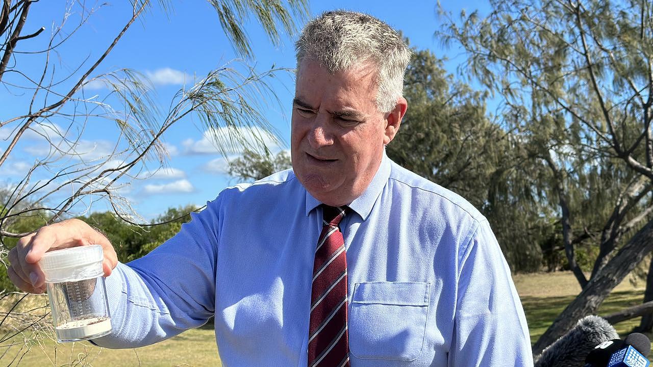 Agriculture Minister Mark Furner with fire ants. Picture: Ashleigh Jansen