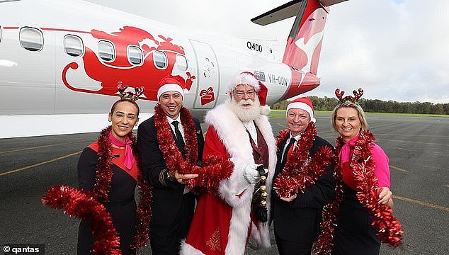 This week Qantas also launched its Christmas sale and unveiled its two festive-themed planes (pictured, Dasher-8)