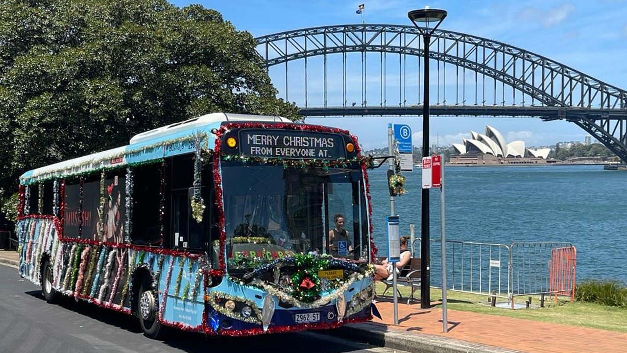 Christmas buses can be seen all across Sydney. Picture: Busways