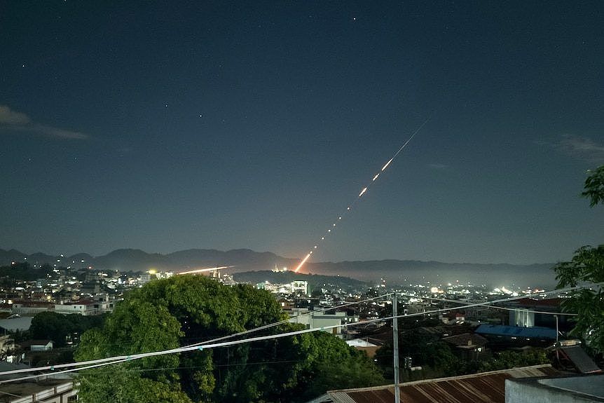 landscape showing missile streak