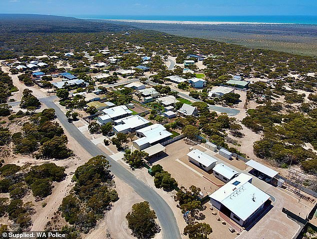 The tiny hamlet of Eucla in Western Australia is pictured from the air by a drone