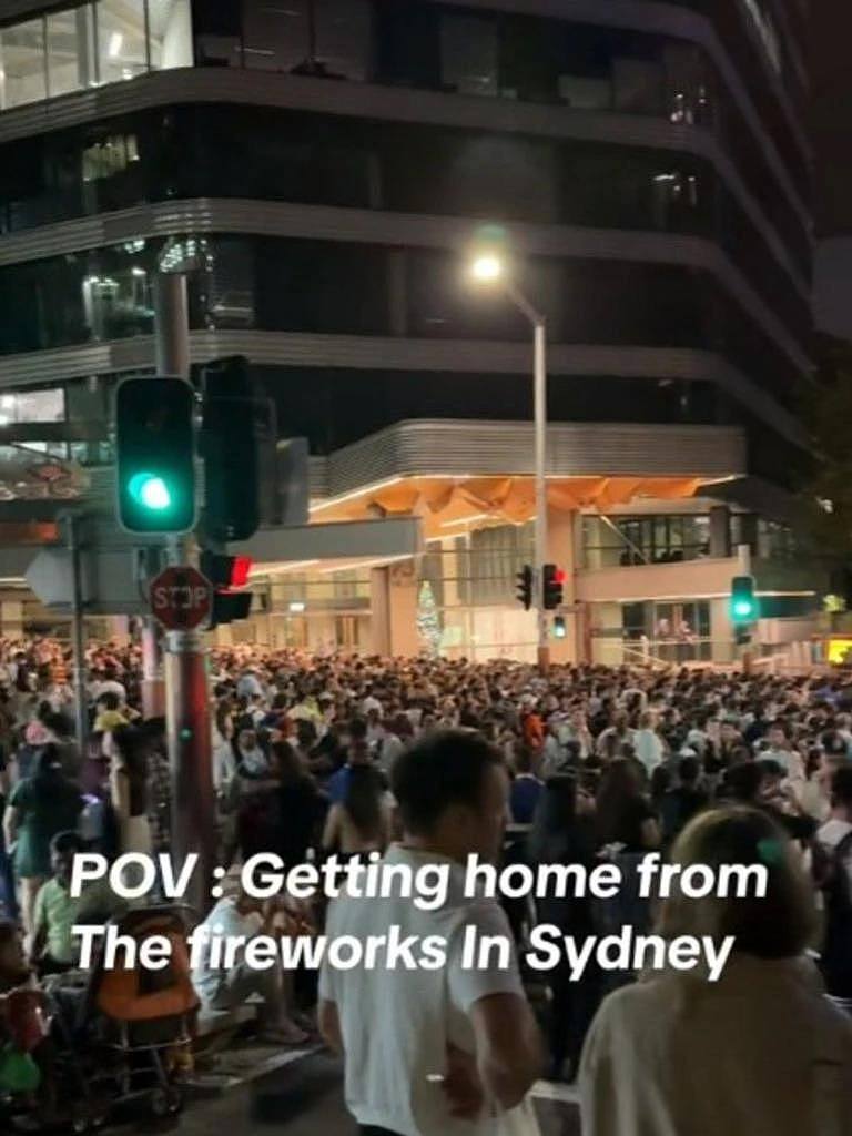 Many partygoers found it impossible to leave the city for hours after the new year began. Picture: TikTok