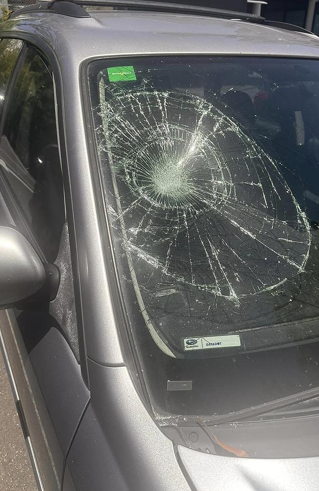 Ms Sofia’s car sustained a smashed windshield. Luckily, no one was injured in the incident, police say. Picture: Facebook / Supplied.