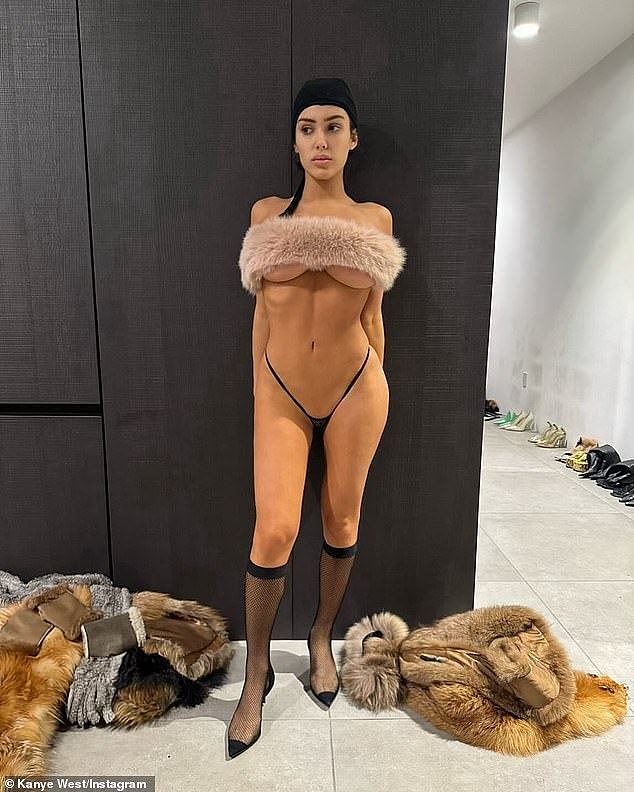 Kanye West declares his wife Bianca Censori will be wearing LESS clothes then ever in 2024 as he posts a slew of racy snaps: 'No pants this year'