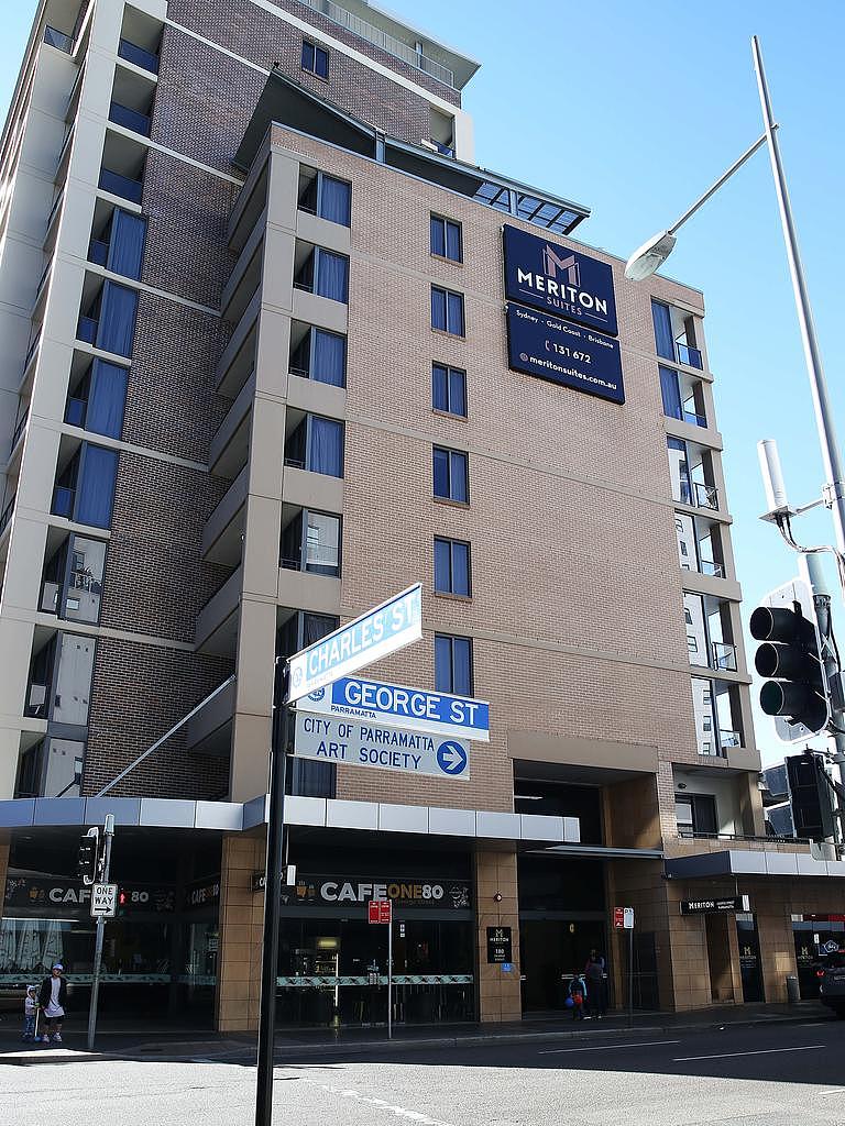 The alleged attack happened at Parramatta’s Meriton Suites on George Street.