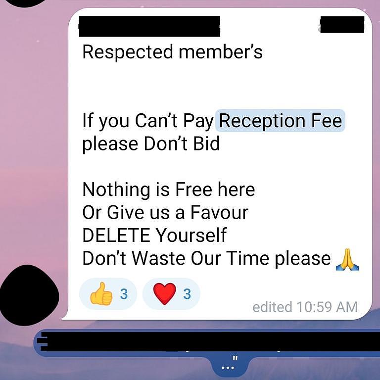 One of the allege rogue drivers told other cabbies who couldn’t pay ‘reception fees’ to delete themselves from the group.