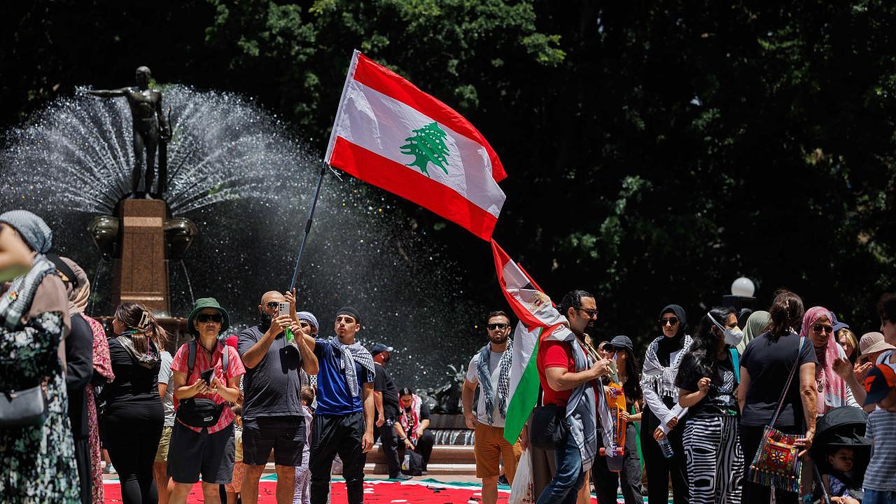 Lebanese flags were seen flying after recent attacks in Beirut. Picture: NCA NewsWire / David Swift