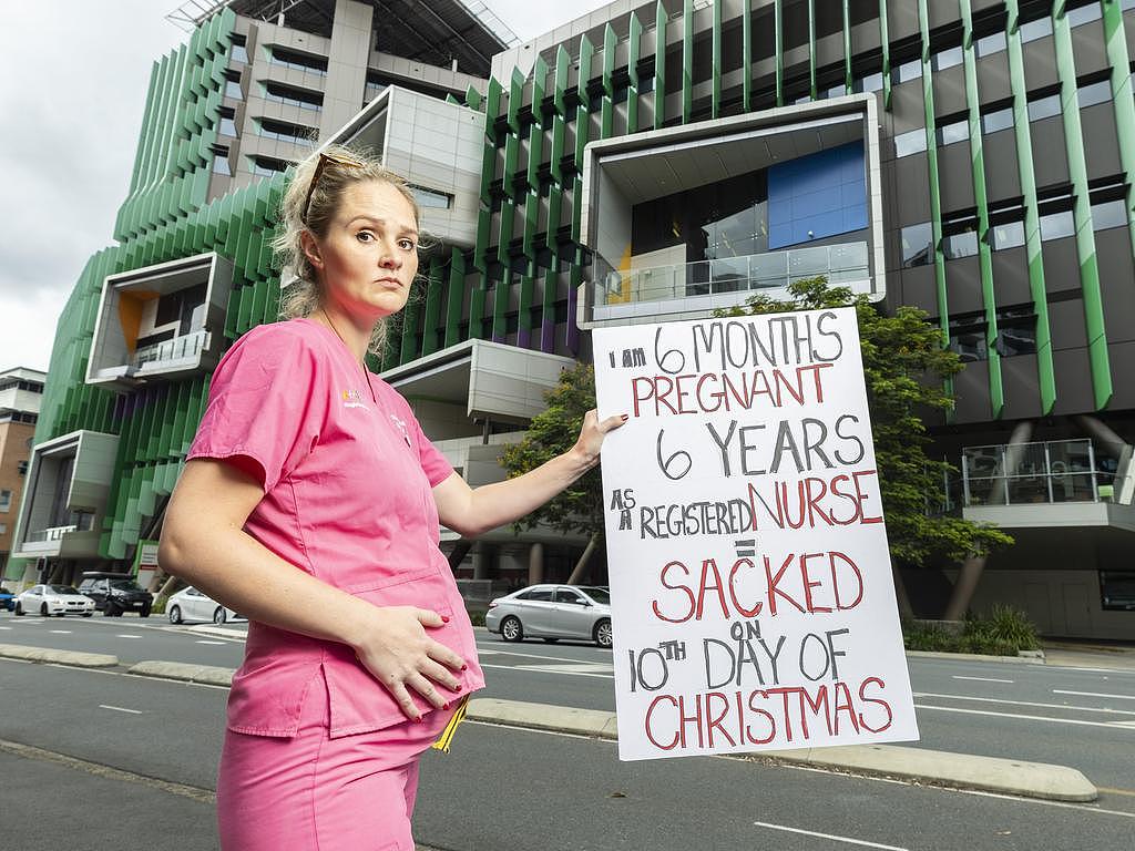 Nurse Ella King outside the Queensland Children's Hospital in South Brisbane. Picture: Richard Walker