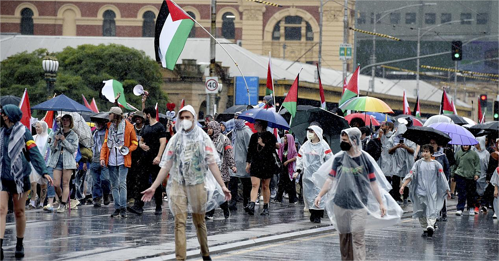 墨尔本连续13周爆发亲巴集会！数千人冒雨游行，呼吁停火（组图） - 5