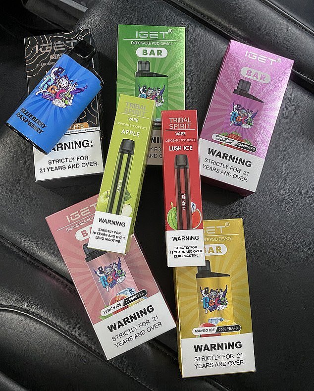 Daily Mail Australia visited five convenience stores on bustling King Street in Newtown, in Sydney's inner west, to prove just how easy it is to still buy illicit vapes