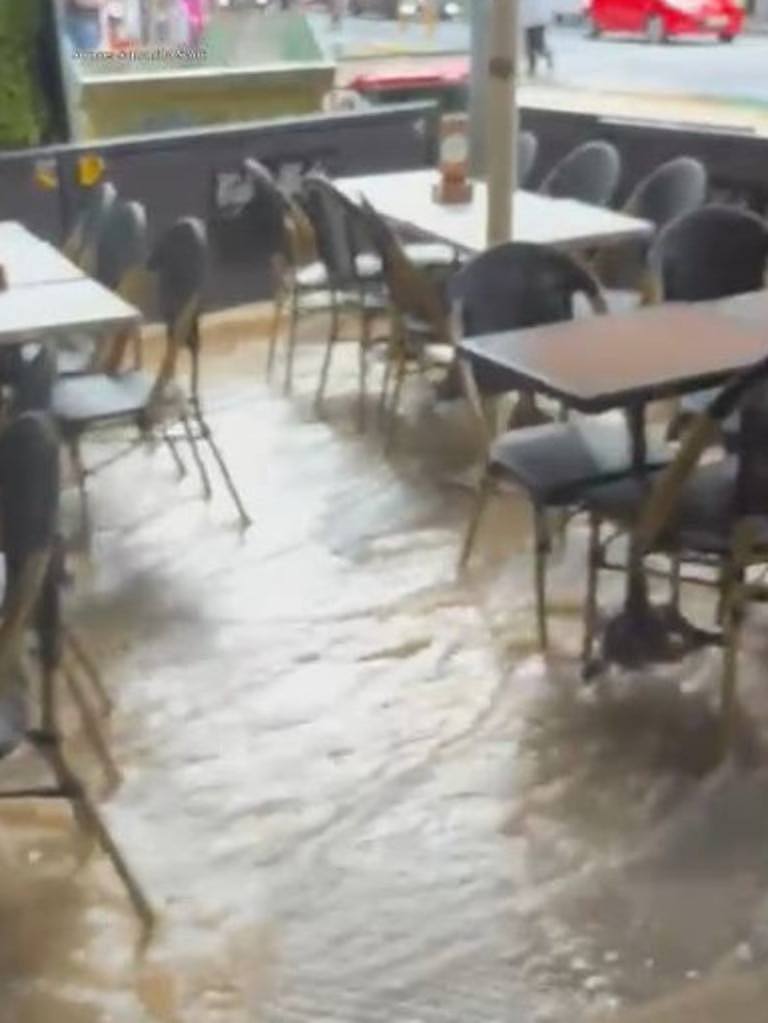 A burst water main inundated CBD.restaurants. Picture: Samantha Scott