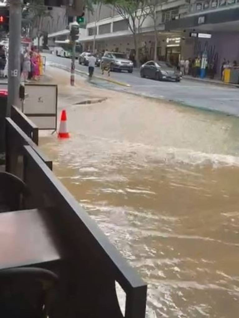 Part of Adelaide St was flooded. Picture: Samantha Scott