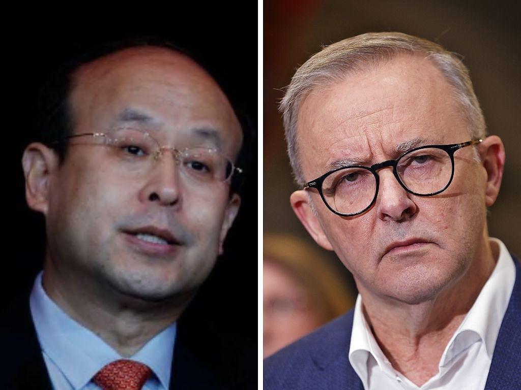 China’s ambassador to Australia, Xiao Qian, left, and Australian prime minister Anthony Albanese.