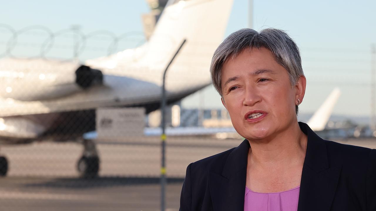 Senator Wong departed for a high stakes trip to the Middle East on Monday. Picture: NCA NewsWire / Russell Millard