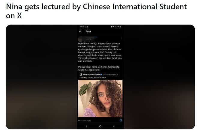 美女模特晒性感照，这位中国留学生说了1句话后，美国网友炸了（组图） - 1
