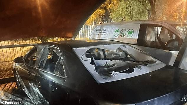 The damaged vehicles were all in a private parking area belonging to the River Gum apartment complex on Gap Road, in Alice Springs, with the destruction taking place about 2.15am Thursday morning