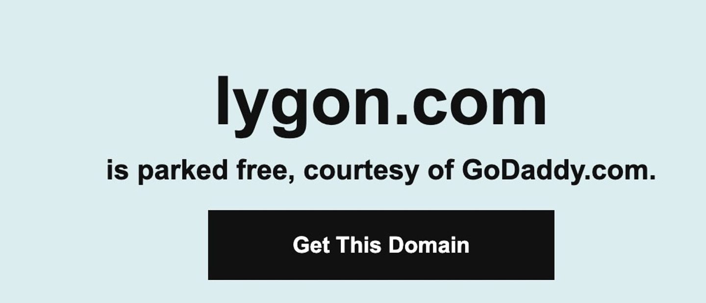 What shows up on the lygon.com website URL domain.