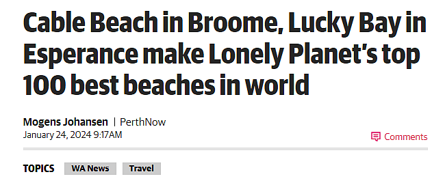 西澳登榜《孤独星球》，两海滩入选全球100强，你去过了吗？（组图） - 1