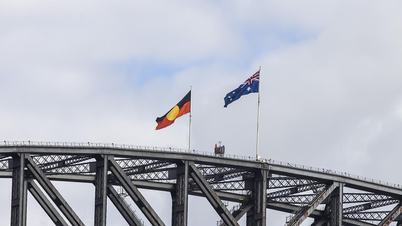 Australia Day flags on the Sydney Harbour Bridge. Picture: Supplied