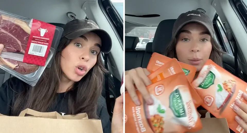 Weight loss coach Asha on TikTok with Aldi products. 