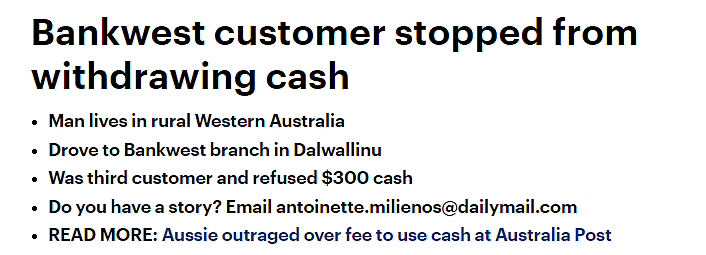 驱车130公里！西澳男子赴银行取现$300被拒，柜员如此回应，当地人：人们对银行感到失望（组图） - 1