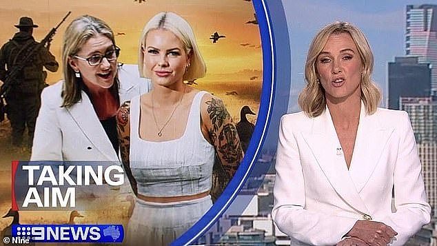Australia's youngest MP Georgie Purcell, 31, (centre) has slammed Nine Network for airing a doctored photograph of herself during Monday night’s Nine News Melbourne bulletin. Ms Purcell is pictured next to Jacinta Allan in the graphic, in a bulletin presented by Nine newsreader Alicia Loxley