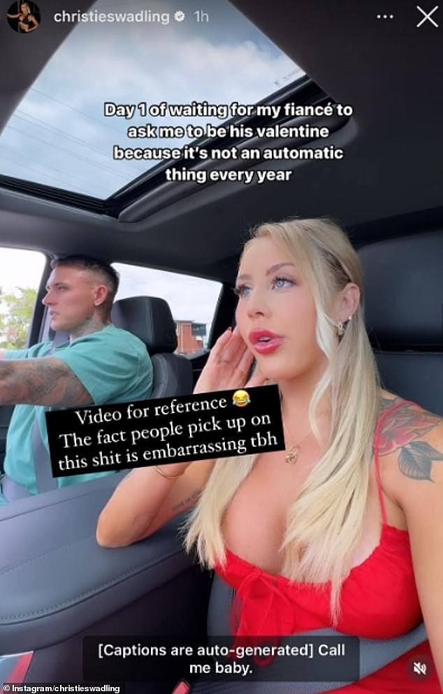 Christie, who had a drastic breast augmentation in 2019, shared a video to her Instagram Stories on Monday which showed her sitting in a car with her fiancé Joel Price