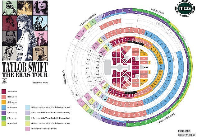 Melbourne MCG stage map pictured