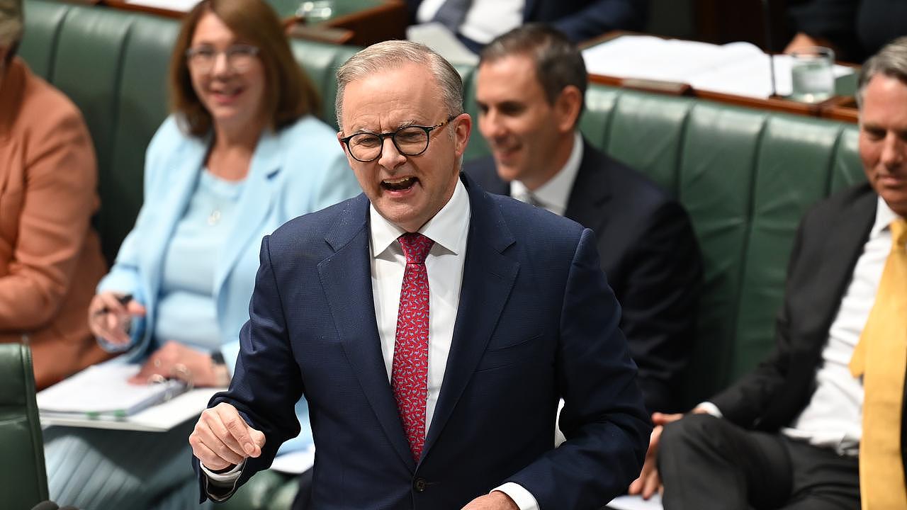 Prime Minister Anthony Albanese told media he hadn’t been briefed yet after news broke the first group of men were discovered. Picture: NCA NewsWire / Martin Ollman